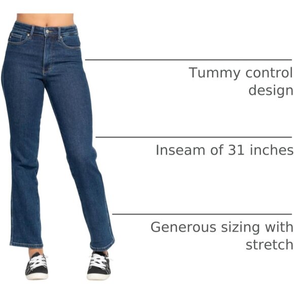 High Waist Tummy Control Classic Straight Jeans Womens Size 13 Dark Blue - Picture 3 of 8